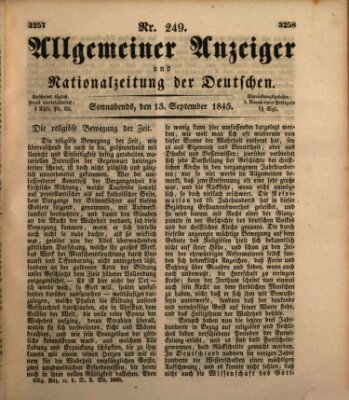 Allgemeiner Anzeiger und Nationalzeitung der Deutschen (Allgemeiner Anzeiger der Deutschen) Samstag 13. September 1845