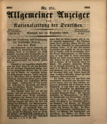 Allgemeiner Anzeiger und Nationalzeitung der Deutschen (Allgemeiner Anzeiger der Deutschen) Montag 15. September 1845