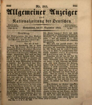 Allgemeiner Anzeiger und Nationalzeitung der Deutschen (Allgemeiner Anzeiger der Deutschen) Samstag 27. September 1845