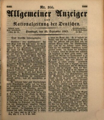 Allgemeiner Anzeiger und Nationalzeitung der Deutschen (Allgemeiner Anzeiger der Deutschen) Dienstag 30. September 1845