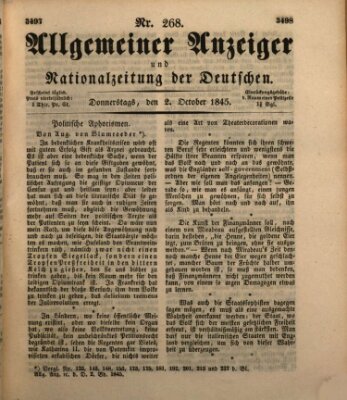 Allgemeiner Anzeiger und Nationalzeitung der Deutschen (Allgemeiner Anzeiger der Deutschen) Donnerstag 2. Oktober 1845