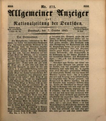 Allgemeiner Anzeiger und Nationalzeitung der Deutschen (Allgemeiner Anzeiger der Deutschen) Dienstag 7. Oktober 1845