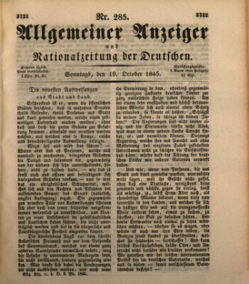 Allgemeiner Anzeiger und Nationalzeitung der Deutschen (Allgemeiner Anzeiger der Deutschen) Sonntag 19. Oktober 1845