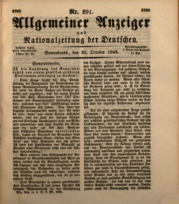 Allgemeiner Anzeiger und Nationalzeitung der Deutschen (Allgemeiner Anzeiger der Deutschen) Samstag 25. Oktober 1845