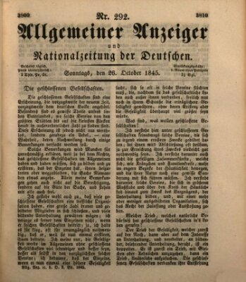 Allgemeiner Anzeiger und Nationalzeitung der Deutschen (Allgemeiner Anzeiger der Deutschen) Sonntag 26. Oktober 1845