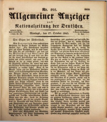 Allgemeiner Anzeiger und Nationalzeitung der Deutschen (Allgemeiner Anzeiger der Deutschen) Montag 27. Oktober 1845