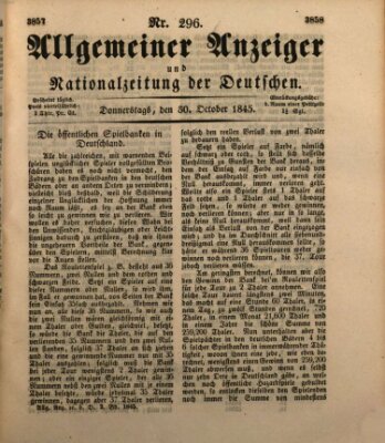 Allgemeiner Anzeiger und Nationalzeitung der Deutschen (Allgemeiner Anzeiger der Deutschen) Donnerstag 30. Oktober 1845