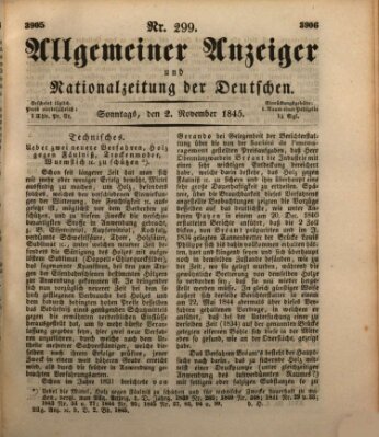 Allgemeiner Anzeiger und Nationalzeitung der Deutschen (Allgemeiner Anzeiger der Deutschen) Sonntag 2. November 1845