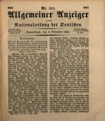 Allgemeiner Anzeiger und Nationalzeitung der Deutschen (Allgemeiner Anzeiger der Deutschen) Donnerstag 6. November 1845