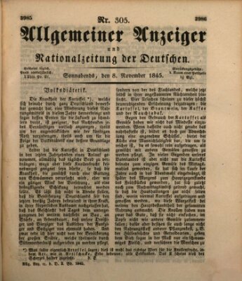 Allgemeiner Anzeiger und Nationalzeitung der Deutschen (Allgemeiner Anzeiger der Deutschen) Samstag 8. November 1845