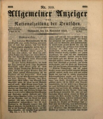 Allgemeiner Anzeiger und Nationalzeitung der Deutschen (Allgemeiner Anzeiger der Deutschen) Mittwoch 12. November 1845