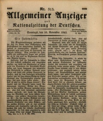 Allgemeiner Anzeiger und Nationalzeitung der Deutschen (Allgemeiner Anzeiger der Deutschen) Sonntag 16. November 1845