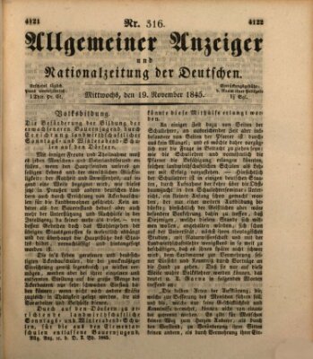 Allgemeiner Anzeiger und Nationalzeitung der Deutschen (Allgemeiner Anzeiger der Deutschen) Mittwoch 19. November 1845