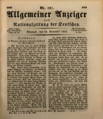 Allgemeiner Anzeiger und Nationalzeitung der Deutschen (Allgemeiner Anzeiger der Deutschen) Montag 24. November 1845