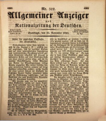 Allgemeiner Anzeiger und Nationalzeitung der Deutschen (Allgemeiner Anzeiger der Deutschen) Dienstag 25. November 1845