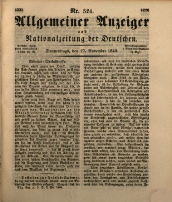 Allgemeiner Anzeiger und Nationalzeitung der Deutschen (Allgemeiner Anzeiger der Deutschen) Donnerstag 27. November 1845