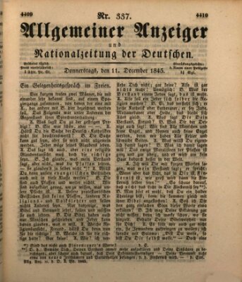 Allgemeiner Anzeiger und Nationalzeitung der Deutschen (Allgemeiner Anzeiger der Deutschen) Donnerstag 11. Dezember 1845