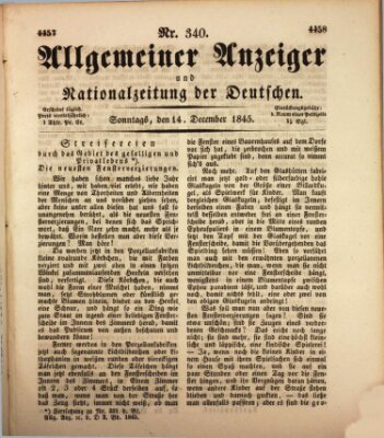 Allgemeiner Anzeiger und Nationalzeitung der Deutschen (Allgemeiner Anzeiger der Deutschen) Sonntag 14. Dezember 1845