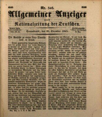 Allgemeiner Anzeiger und Nationalzeitung der Deutschen (Allgemeiner Anzeiger der Deutschen) Samstag 20. Dezember 1845