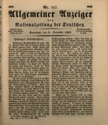 Allgemeiner Anzeiger und Nationalzeitung der Deutschen (Allgemeiner Anzeiger der Deutschen) Sonntag 21. Dezember 1845