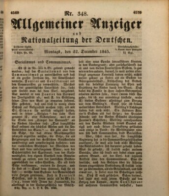 Allgemeiner Anzeiger und Nationalzeitung der Deutschen (Allgemeiner Anzeiger der Deutschen) Montag 22. Dezember 1845