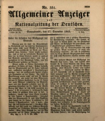 Allgemeiner Anzeiger und Nationalzeitung der Deutschen (Allgemeiner Anzeiger der Deutschen) Samstag 27. Dezember 1845