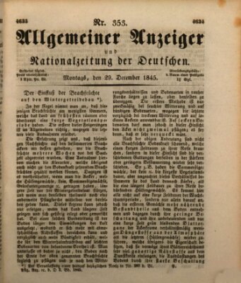 Allgemeiner Anzeiger und Nationalzeitung der Deutschen (Allgemeiner Anzeiger der Deutschen) Montag 29. Dezember 1845