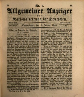 Allgemeiner Anzeiger und Nationalzeitung der Deutschen (Allgemeiner Anzeiger der Deutschen) Donnerstag 8. Januar 1846