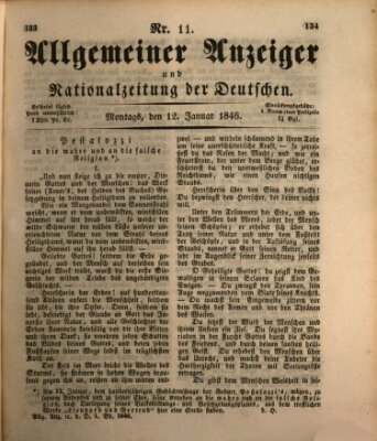 Allgemeiner Anzeiger und Nationalzeitung der Deutschen (Allgemeiner Anzeiger der Deutschen) Montag 12. Januar 1846