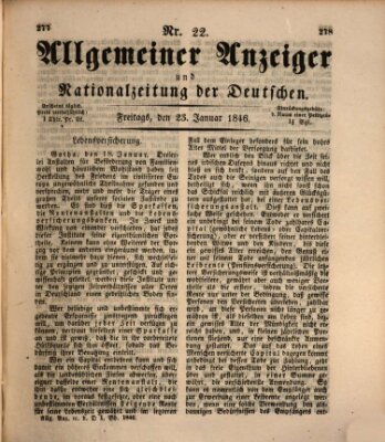 Allgemeiner Anzeiger und Nationalzeitung der Deutschen (Allgemeiner Anzeiger der Deutschen) Freitag 23. Januar 1846