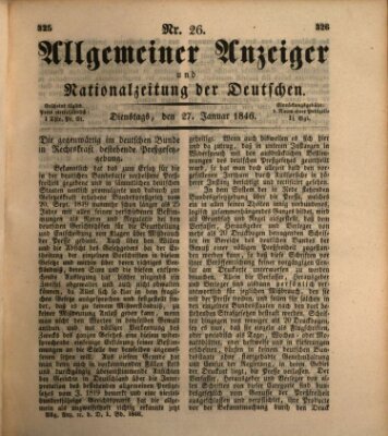 Allgemeiner Anzeiger und Nationalzeitung der Deutschen (Allgemeiner Anzeiger der Deutschen) Dienstag 27. Januar 1846