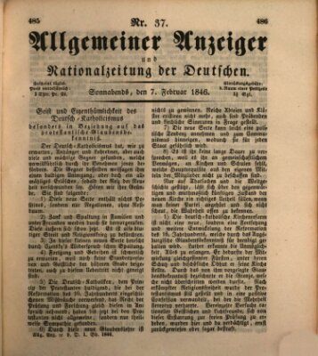 Allgemeiner Anzeiger und Nationalzeitung der Deutschen (Allgemeiner Anzeiger der Deutschen) Samstag 7. Februar 1846