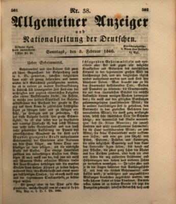 Allgemeiner Anzeiger und Nationalzeitung der Deutschen (Allgemeiner Anzeiger der Deutschen) Sonntag 8. Februar 1846