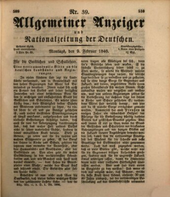 Allgemeiner Anzeiger und Nationalzeitung der Deutschen (Allgemeiner Anzeiger der Deutschen) Montag 9. Februar 1846