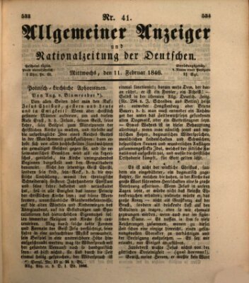 Allgemeiner Anzeiger und Nationalzeitung der Deutschen (Allgemeiner Anzeiger der Deutschen) Mittwoch 11. Februar 1846