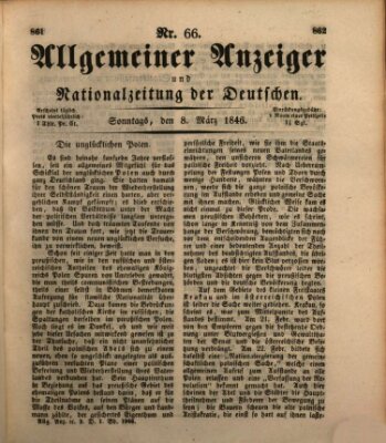 Allgemeiner Anzeiger und Nationalzeitung der Deutschen (Allgemeiner Anzeiger der Deutschen) Sonntag 8. März 1846