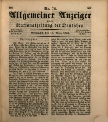 Allgemeiner Anzeiger und Nationalzeitung der Deutschen (Allgemeiner Anzeiger der Deutschen) Mittwoch 18. März 1846