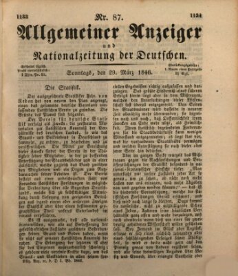 Allgemeiner Anzeiger und Nationalzeitung der Deutschen (Allgemeiner Anzeiger der Deutschen) Sonntag 29. März 1846