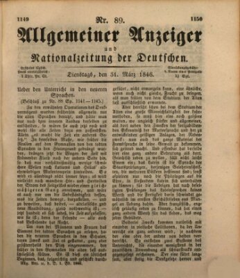 Allgemeiner Anzeiger und Nationalzeitung der Deutschen (Allgemeiner Anzeiger der Deutschen) Dienstag 31. März 1846