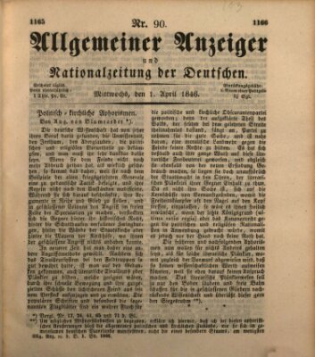 Allgemeiner Anzeiger und Nationalzeitung der Deutschen (Allgemeiner Anzeiger der Deutschen) Mittwoch 1. April 1846