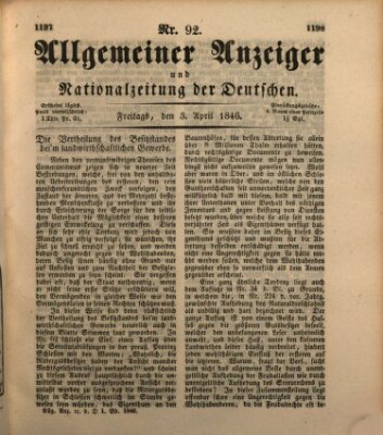 Allgemeiner Anzeiger und Nationalzeitung der Deutschen (Allgemeiner Anzeiger der Deutschen) Freitag 3. April 1846