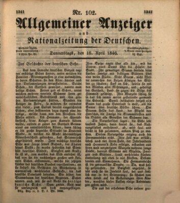 Allgemeiner Anzeiger und Nationalzeitung der Deutschen (Allgemeiner Anzeiger der Deutschen) Donnerstag 16. April 1846