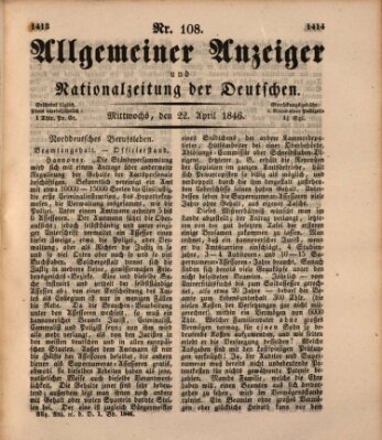 Allgemeiner Anzeiger und Nationalzeitung der Deutschen (Allgemeiner Anzeiger der Deutschen) Wednesday 22. April 1846