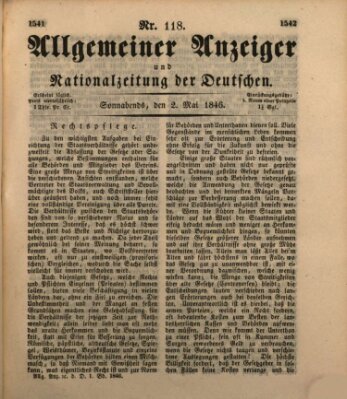 Allgemeiner Anzeiger und Nationalzeitung der Deutschen (Allgemeiner Anzeiger der Deutschen) Samstag 2. Mai 1846