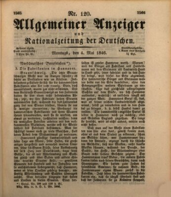 Allgemeiner Anzeiger und Nationalzeitung der Deutschen (Allgemeiner Anzeiger der Deutschen) Montag 4. Mai 1846