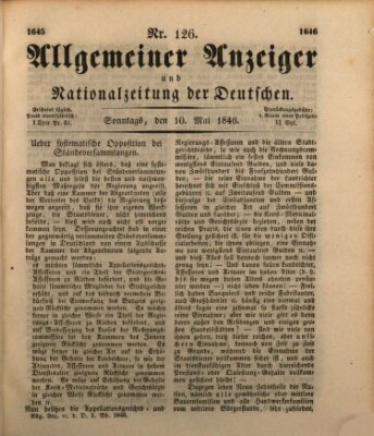 Allgemeiner Anzeiger und Nationalzeitung der Deutschen (Allgemeiner Anzeiger der Deutschen) Sonntag 10. Mai 1846