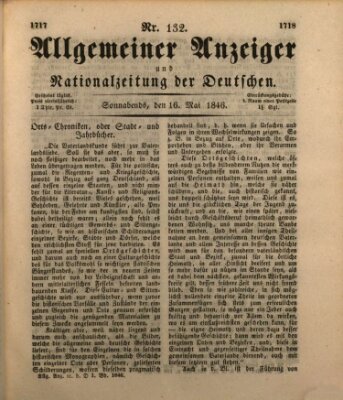 Allgemeiner Anzeiger und Nationalzeitung der Deutschen (Allgemeiner Anzeiger der Deutschen) Samstag 16. Mai 1846