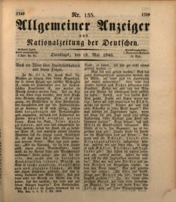 Allgemeiner Anzeiger und Nationalzeitung der Deutschen (Allgemeiner Anzeiger der Deutschen) Dienstag 19. Mai 1846