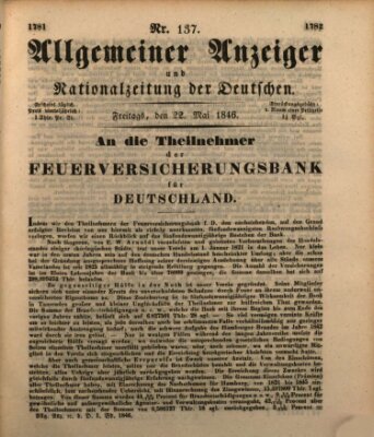 Allgemeiner Anzeiger und Nationalzeitung der Deutschen (Allgemeiner Anzeiger der Deutschen) Freitag 22. Mai 1846