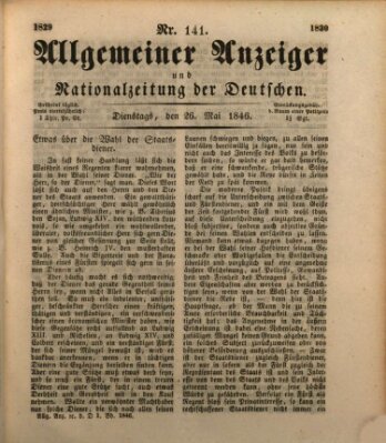 Allgemeiner Anzeiger und Nationalzeitung der Deutschen (Allgemeiner Anzeiger der Deutschen) Dienstag 26. Mai 1846